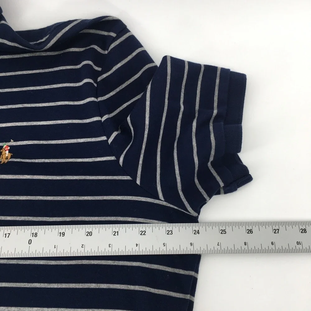 Polo Ralph Lauren Polo Shirt Mens XL Navy Gray Striped‎ Pima Soft Touch Cotton